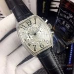 New Copy Franck Muller Mariner Chronograph Iced Out Watch Black Leather Strap